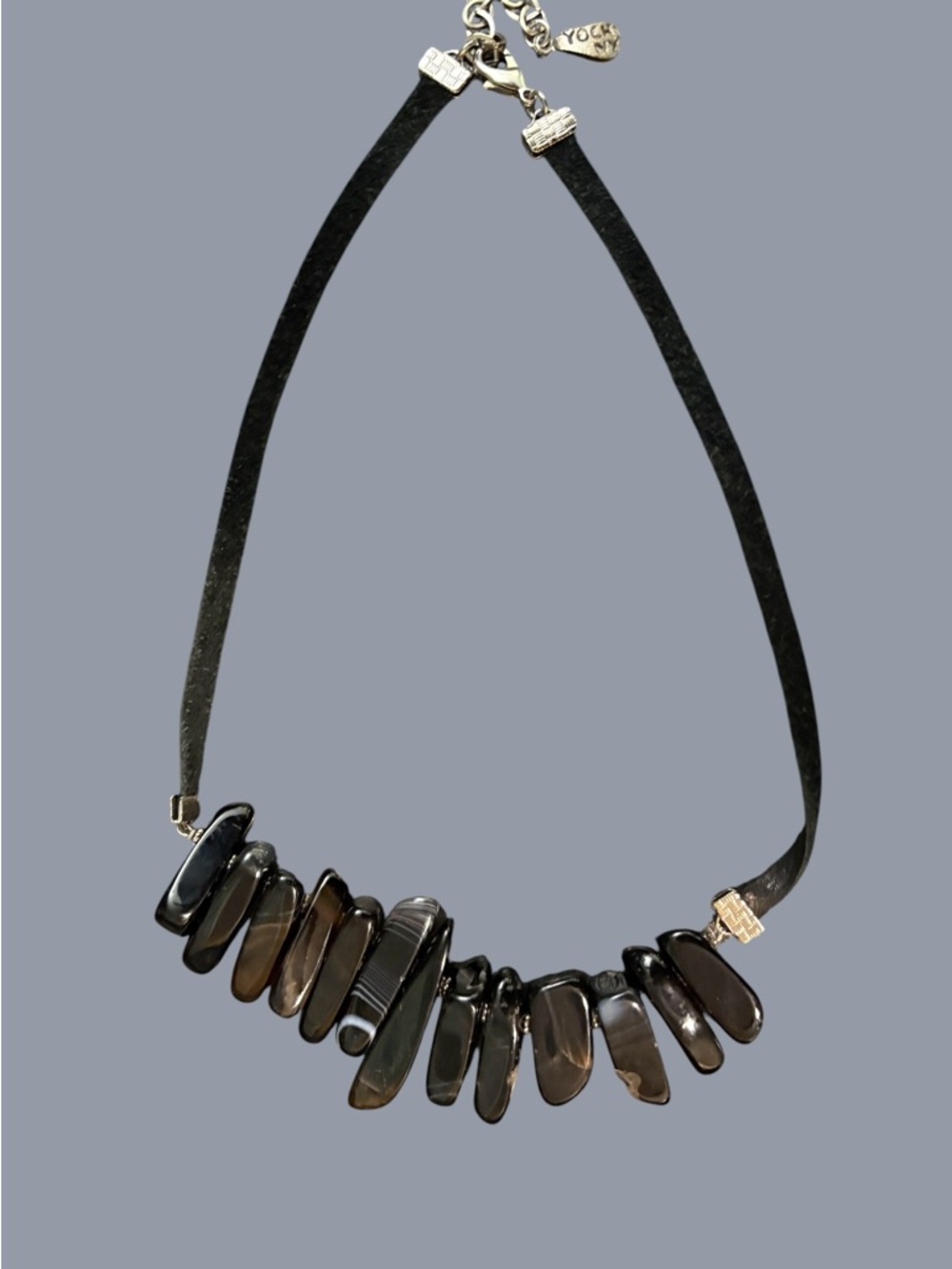 YOCHI NY Designer Black Agate Necklace